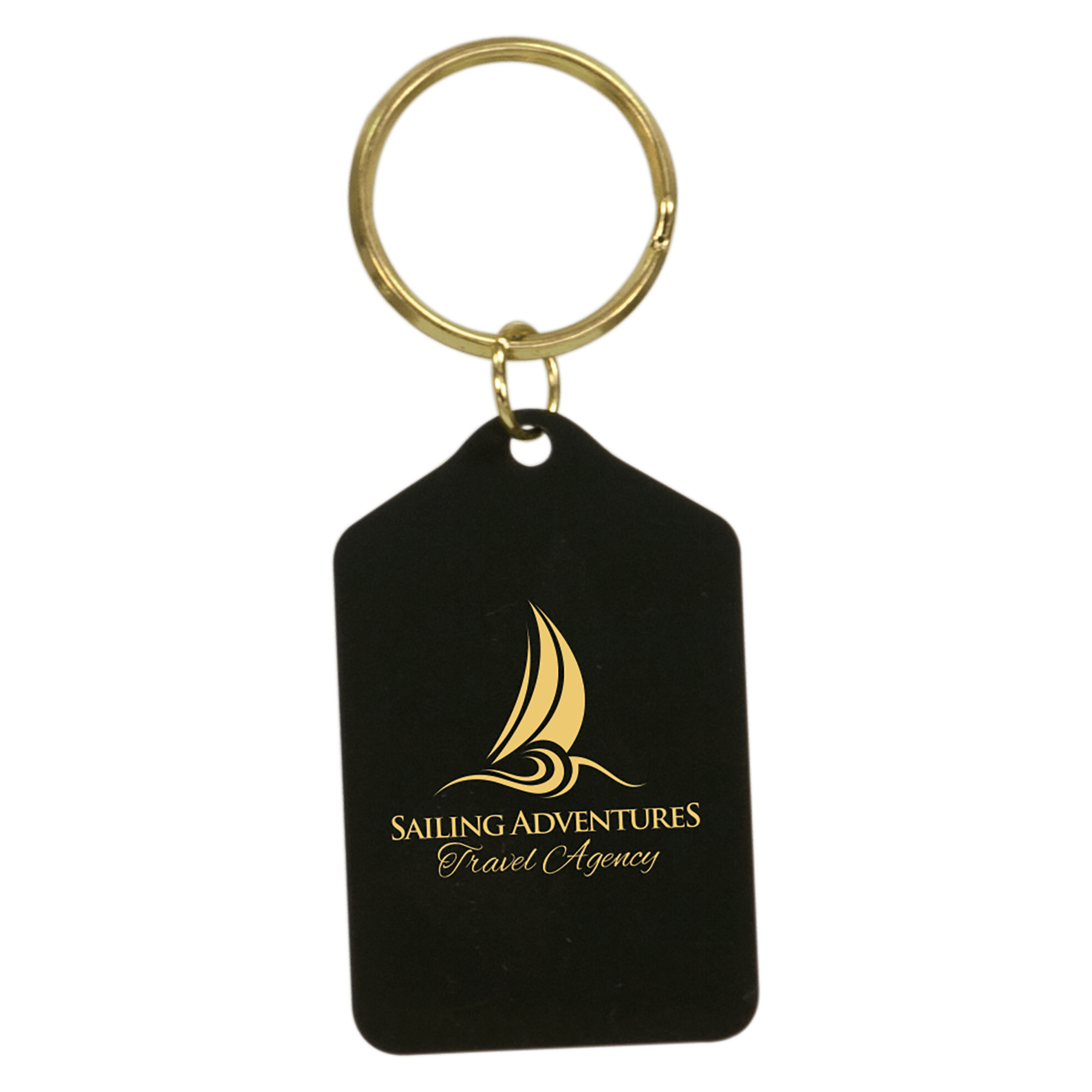 1 1/2" x 2 1/2" Black Tablet Brass Keychain