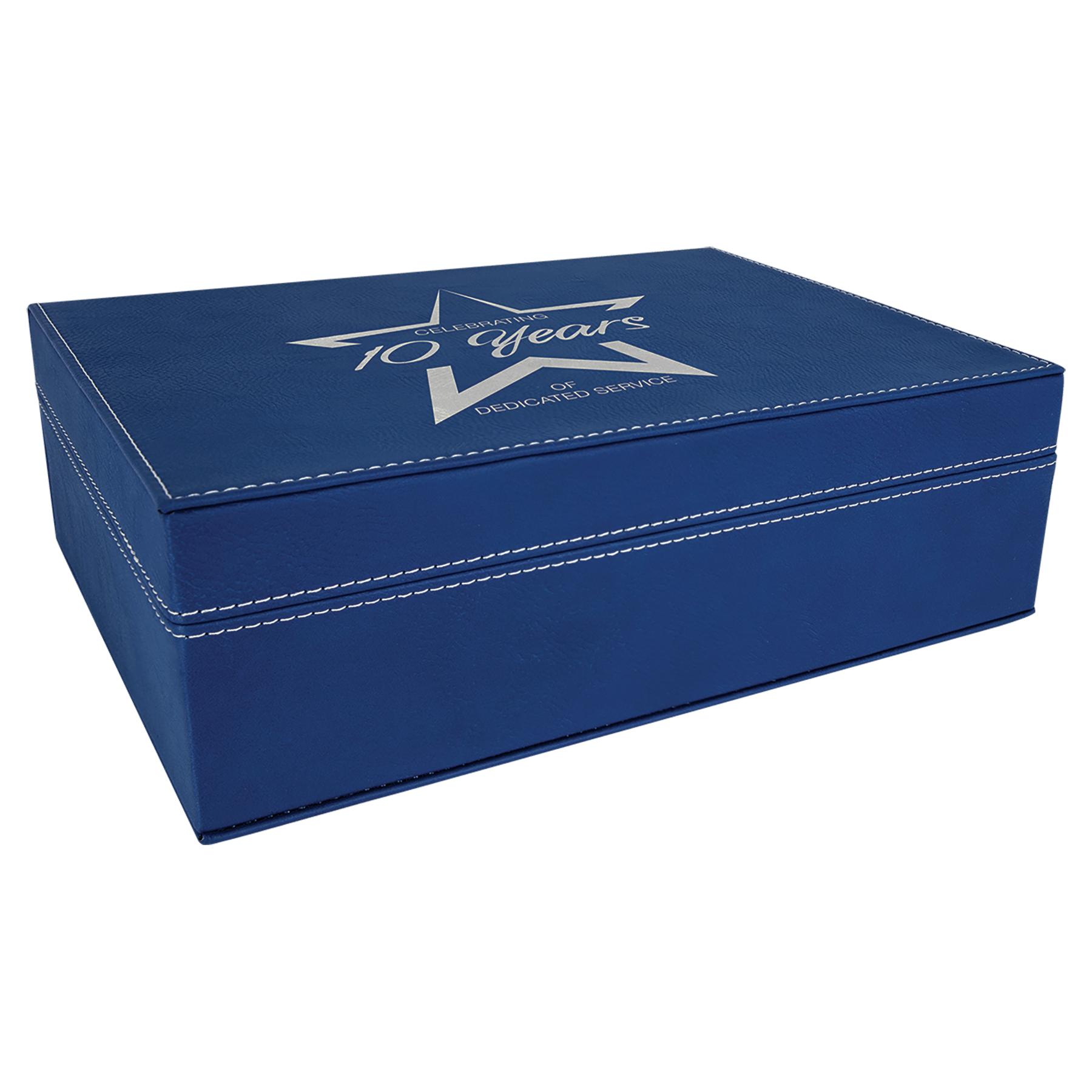 Blue/Silver 10 1/4" x 7 1/2" Laserable Leatherette Premium Gift Box