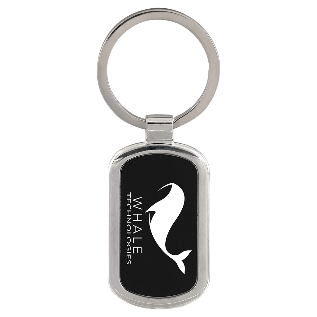 Black 1 1/8" x 1 7/8" Laserable Rectangle Keychain