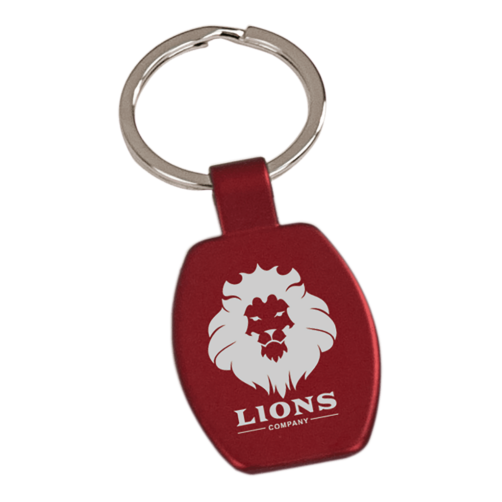 Red 1 5/8" Laserable Rectangle Keychain