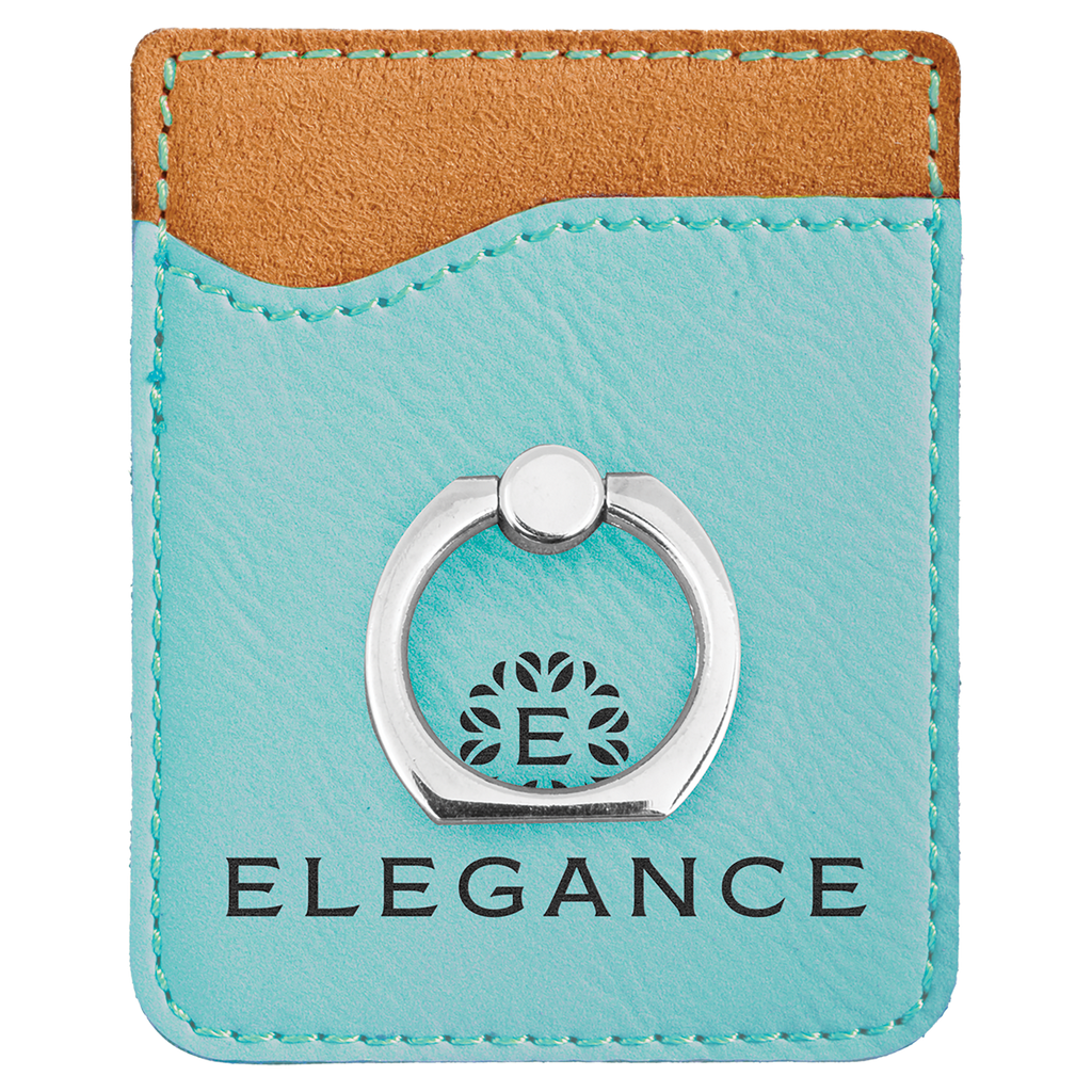 Teal Laserable Leatherette Phone Wallet with Silver Laserable Leatherette Phone Wallet