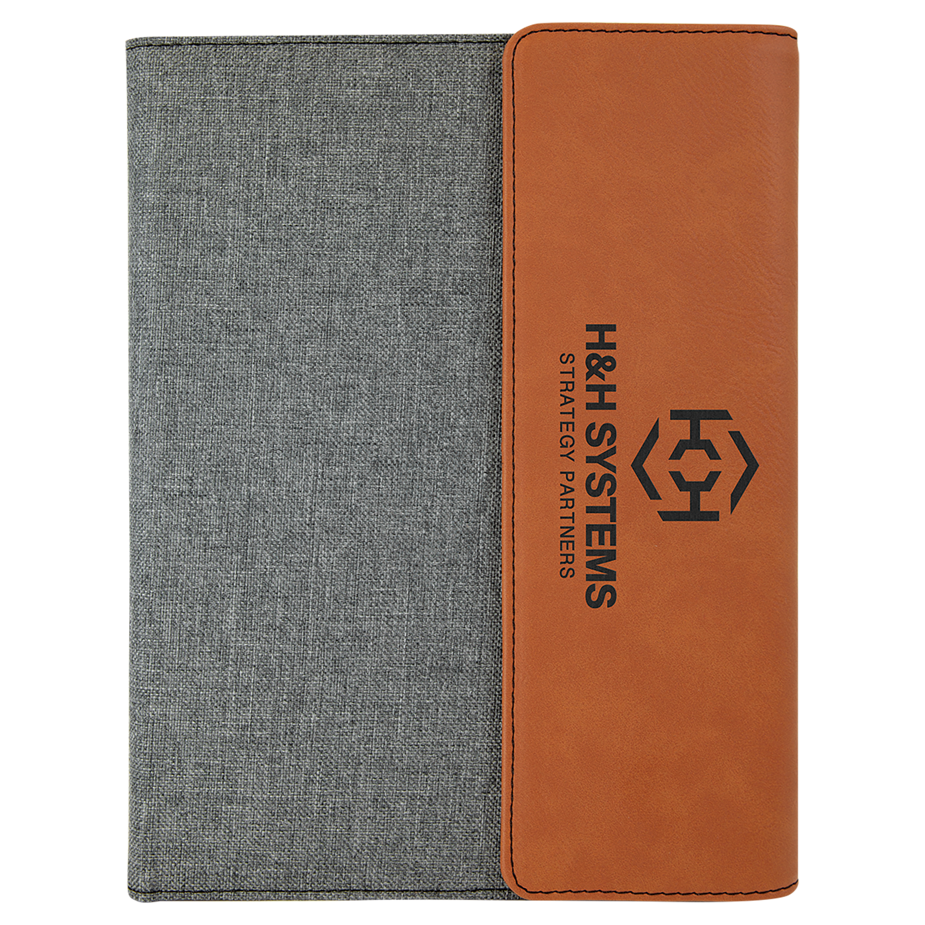 Rawhide Laserable Leatherette / Gray 7" x 9" Canvas Portfolio with Notepad