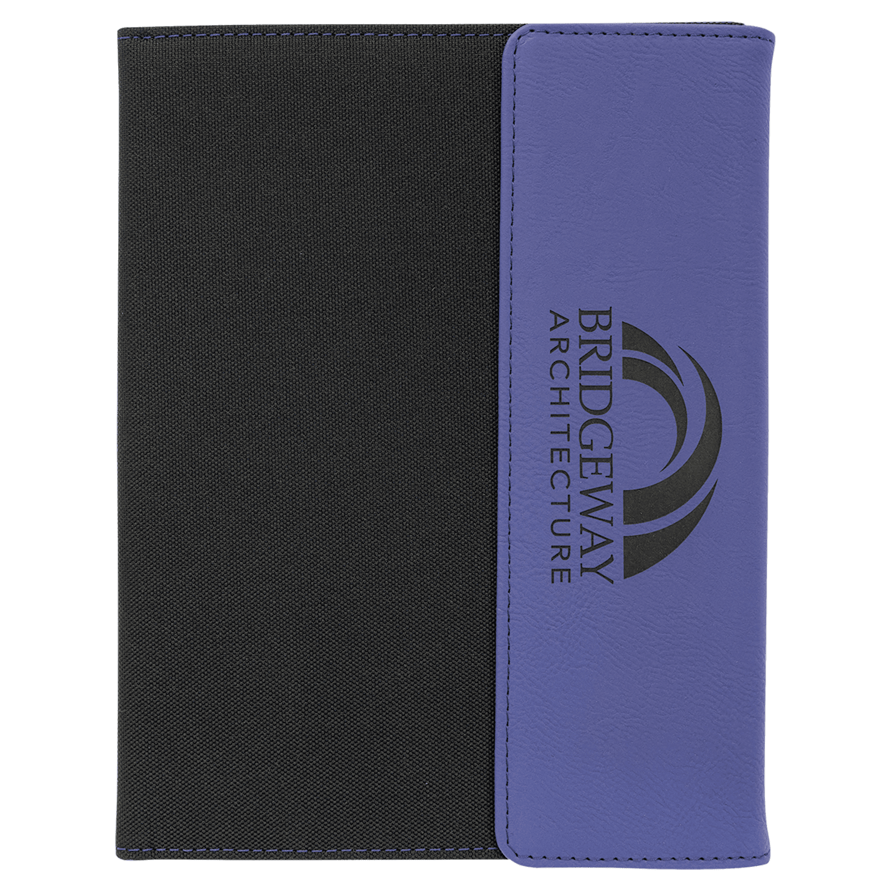 Purple Laserable Leatherette / Black 7" x 9" Canvas Portfolio with Notepad