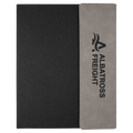 9 1/2" x 12" Gray Laserable Leatherette / Black Canvas Portfolio w / Notepad
