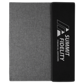 Black/Silver Laserable Leatherette / Gray 9 1/2"x12" Canvas Portfolio w/Notepad