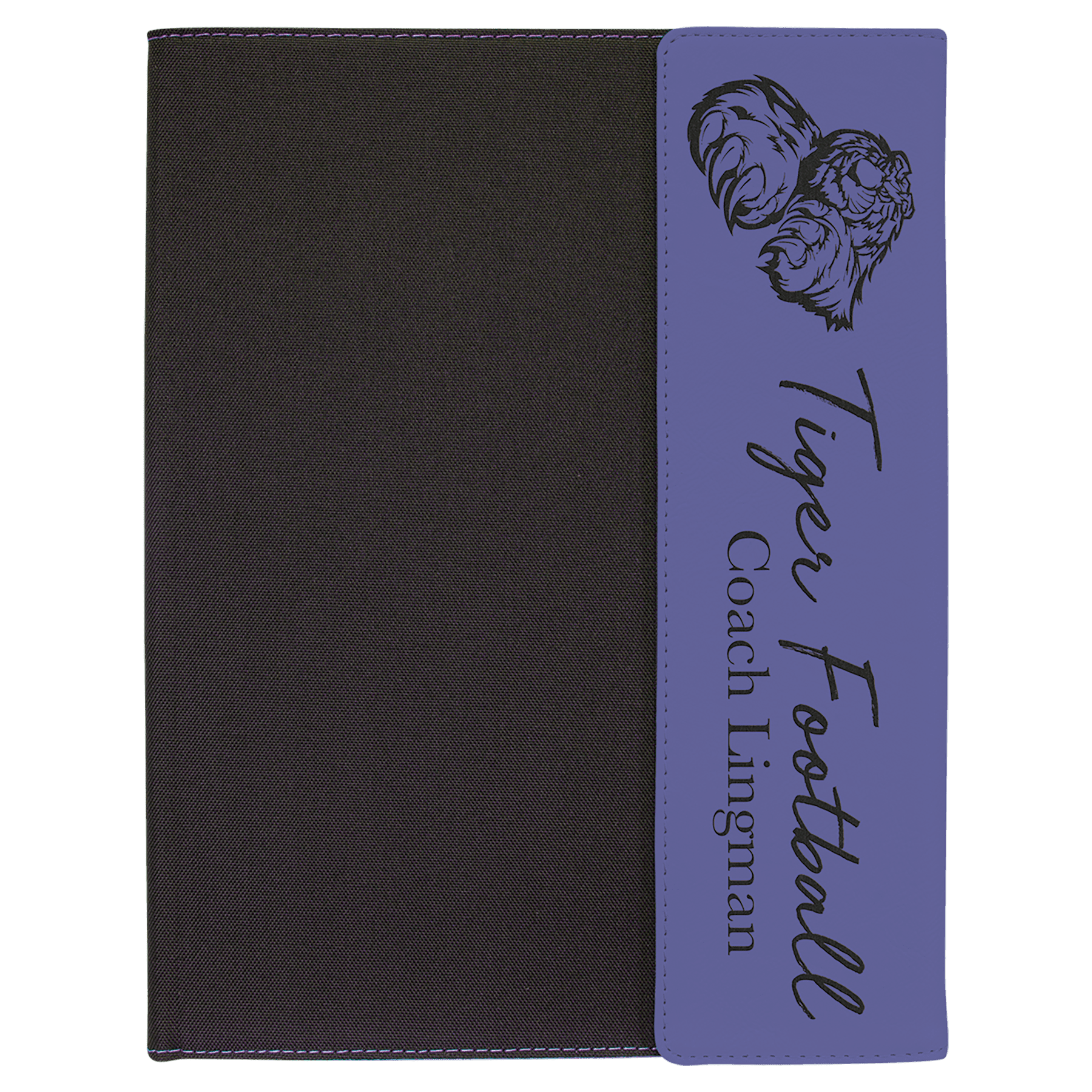 Purple Laserable Leatherette / Black 9 1/2" x 12" Canvas Portfolio with Note Pad