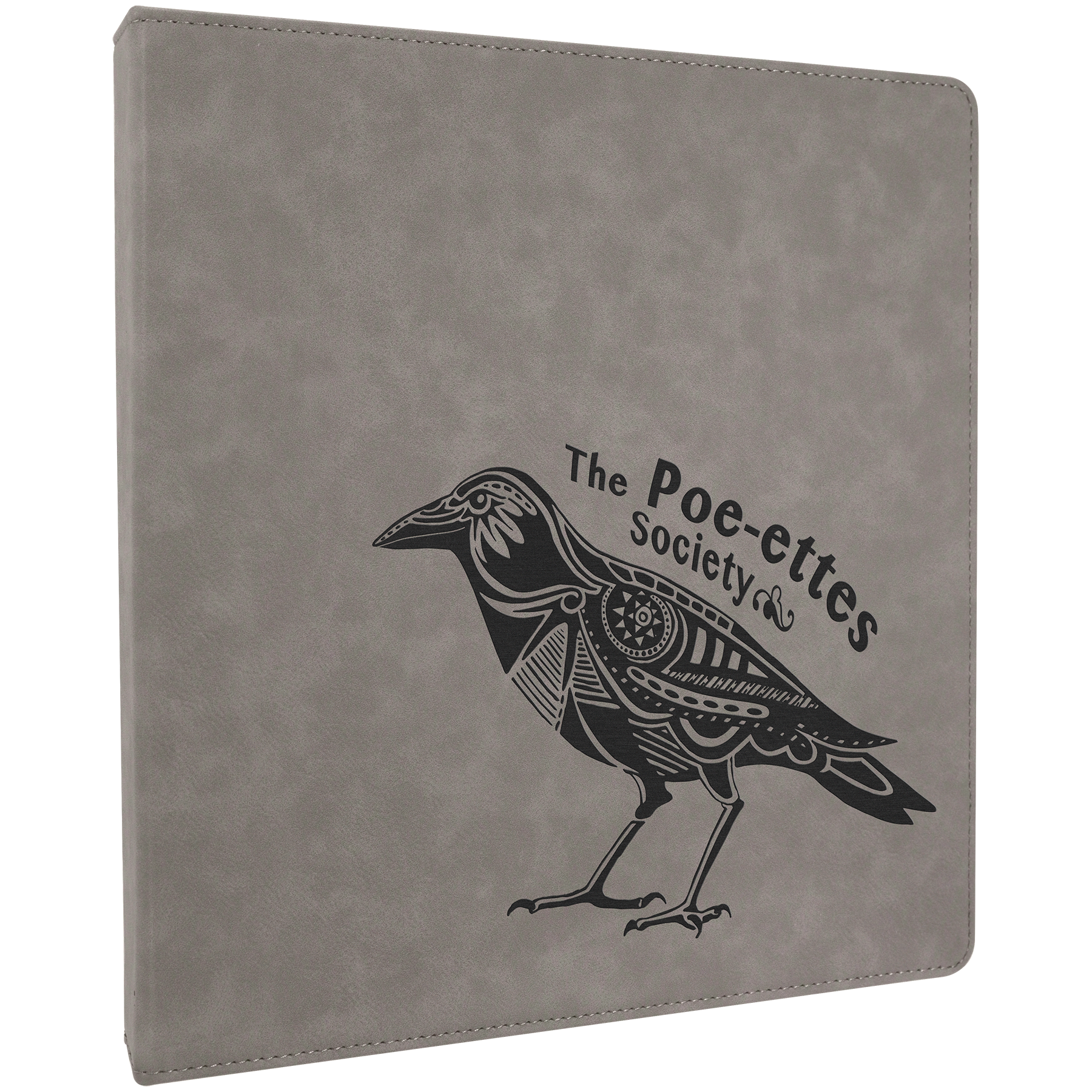 Gray 10 1/2" x 11 1/2" Laserable Leatherette 3 Ring Binder with 1" Slant D Rings