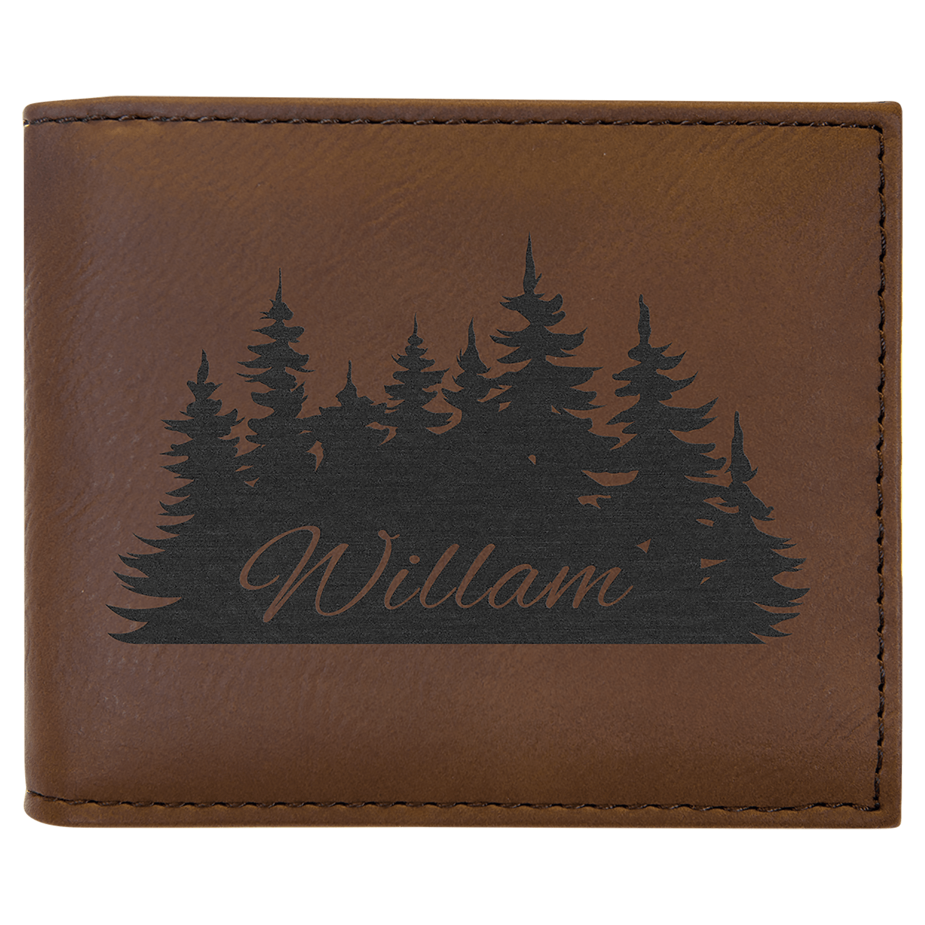 Dark Brown Laserable Leatherette Bi-Fold Wallet w/Flip ID Display