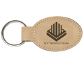 Light Brown 3" x 1 3/4" Laserable Leatherette Oval Keychain