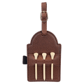 Football 5" x 3 1/4" Laserable Leatherette Golf Bag Tag with 3 Wooden Tees
