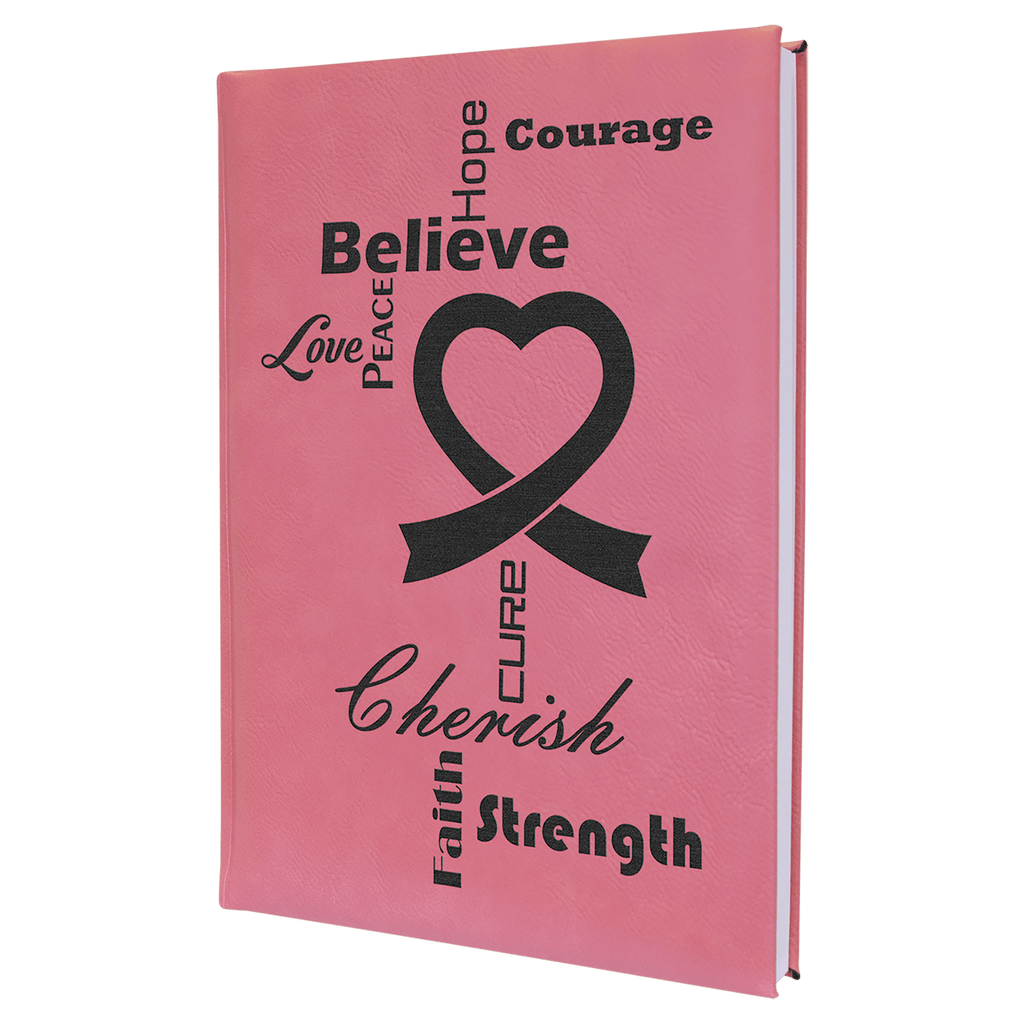 Pink 7" x 9 3/4" Laserable Leatherette Journal with Lined Notepad