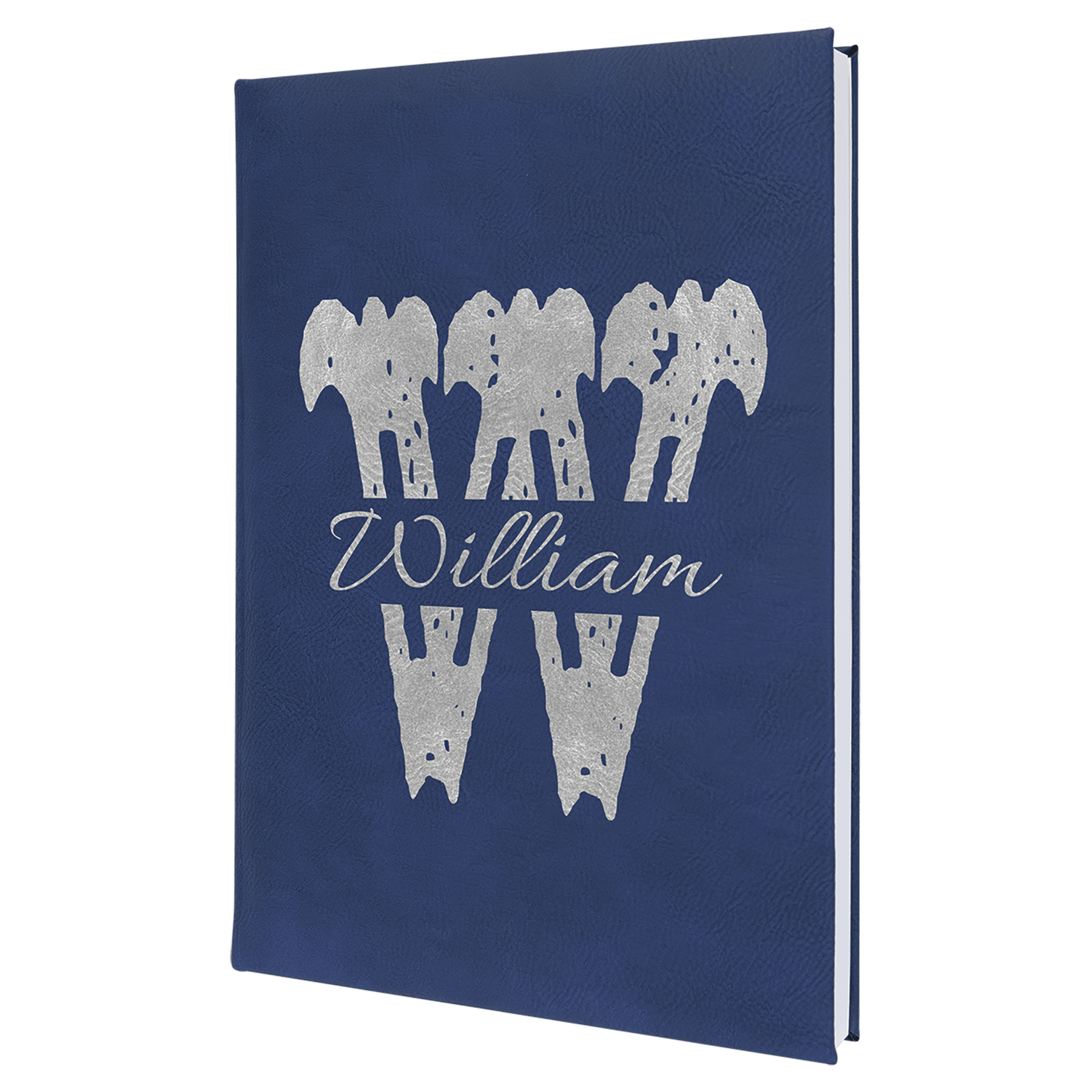 Blue/Silver 7" x 9 3/4" Laserable Leatherette Journal with Lined Notepad