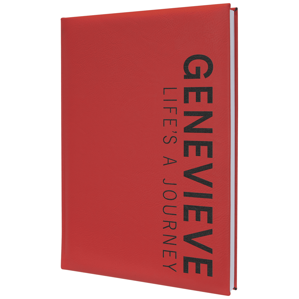 Red 7" x 9 3/4" Laserable Leatherette Journal with Lined Notepad