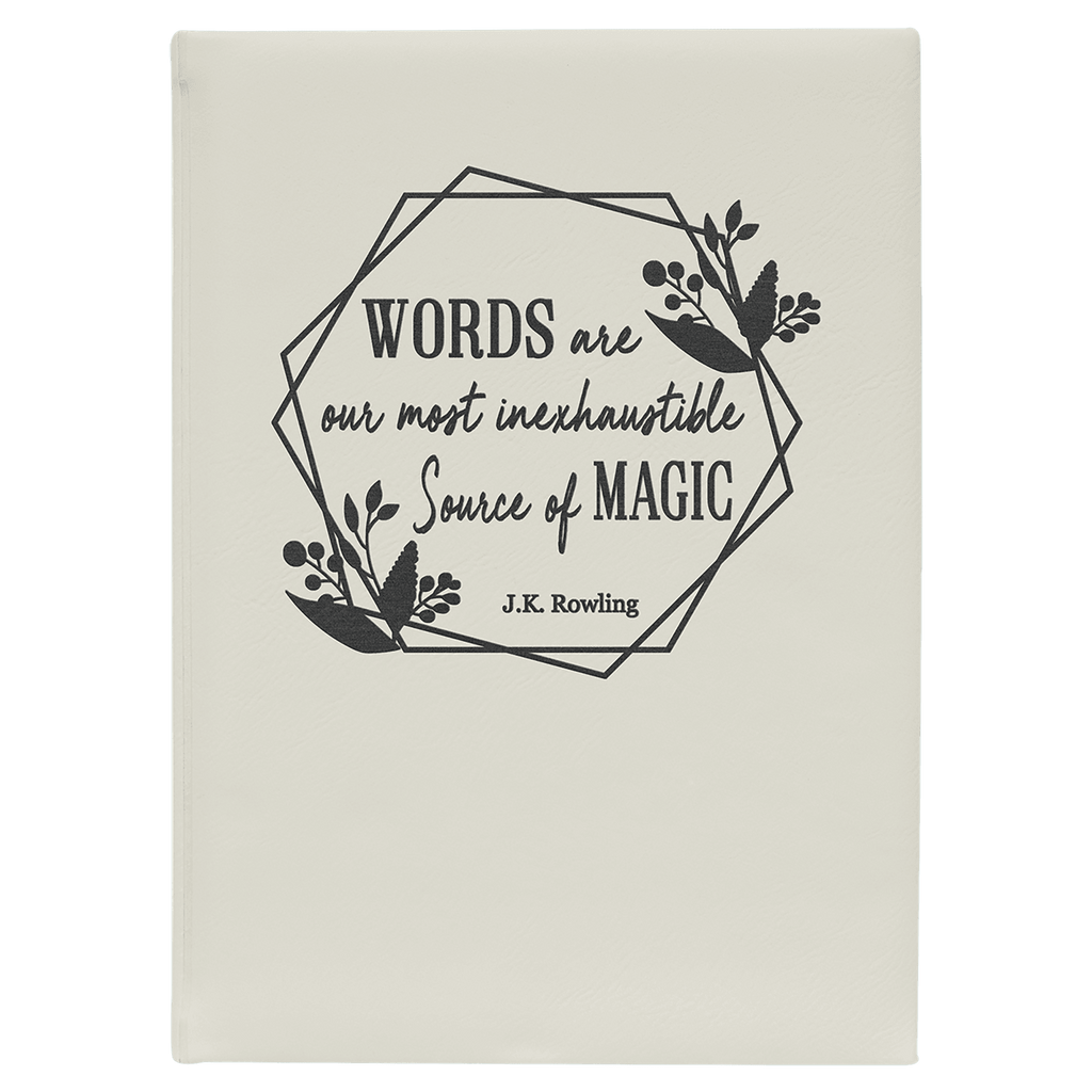 White/Black 7" x 9 3/4" Laserable Leatherette Journal with Lined Notepad