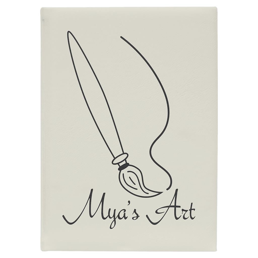 White/Black 7" x 9 3/4" Laserable Leatherette Sketch Book with Unlined Notepad