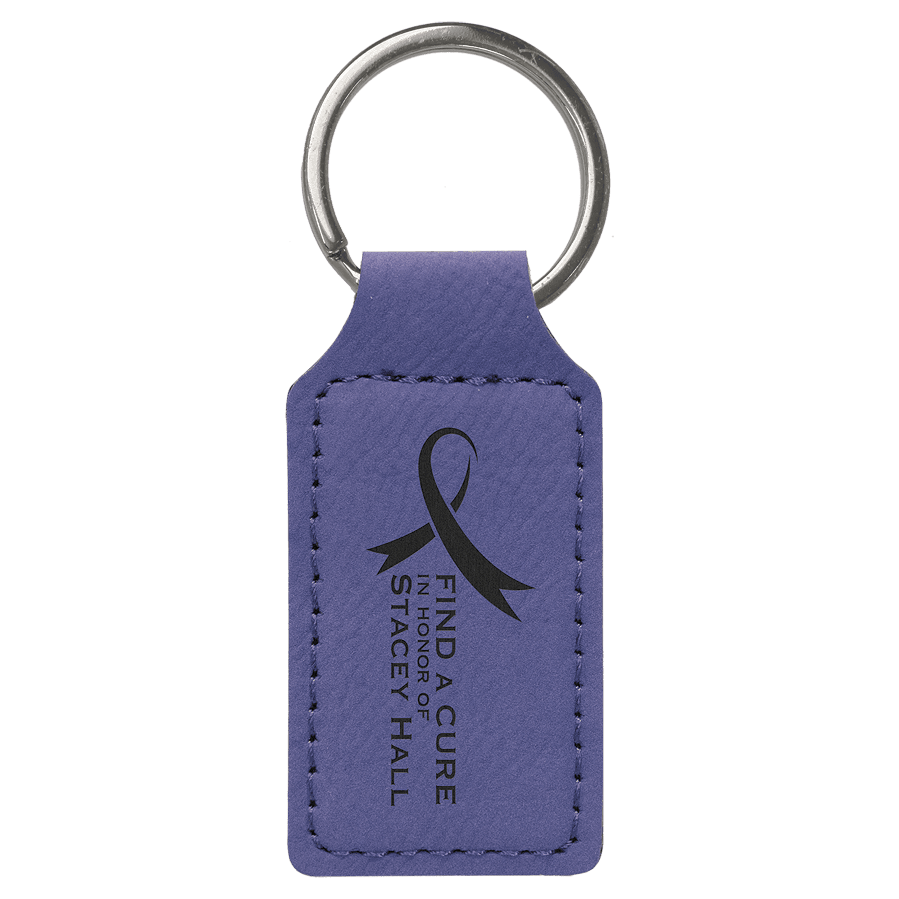Purple 2 3/4" x 1 1/4" Laserable Leatherette Rectangle Keychain