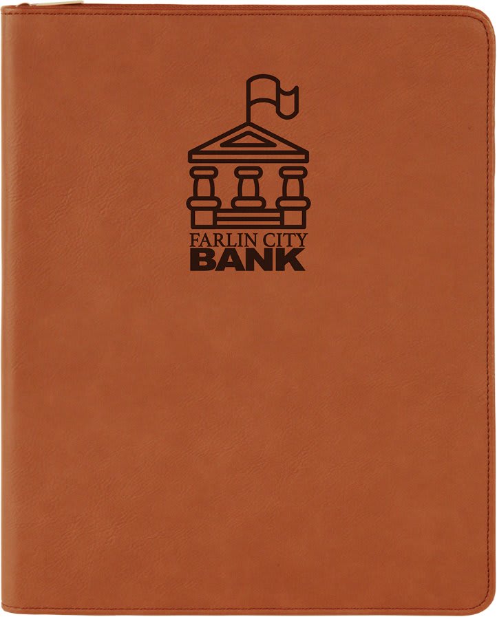 Rawhide 9 1/2" x 12" w/ Zipper Laserable Leatherette Portfolio with Notepad