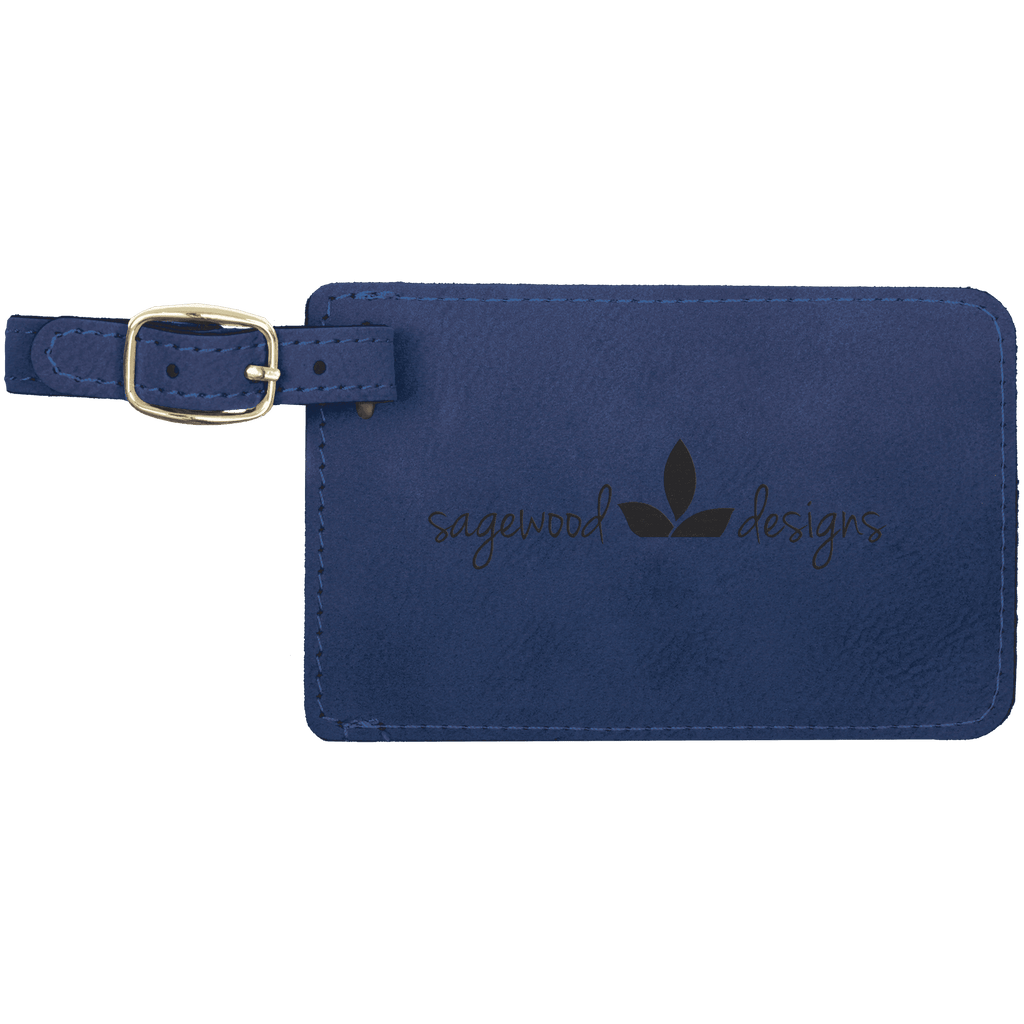 Blue/Black 4 1/4" x 2 3/4" Laserable Leatherette Luggage Tag