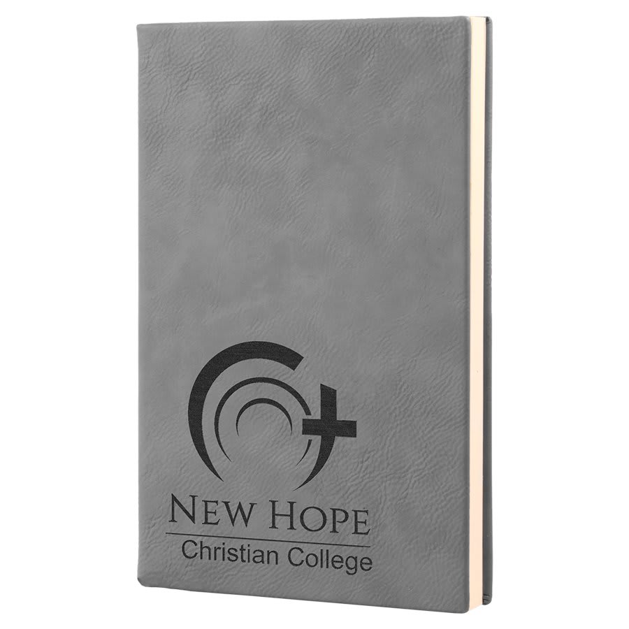 Gray 5 1/4" x 8 1/4" Laserable Leatherette Journal with Lined Notepad