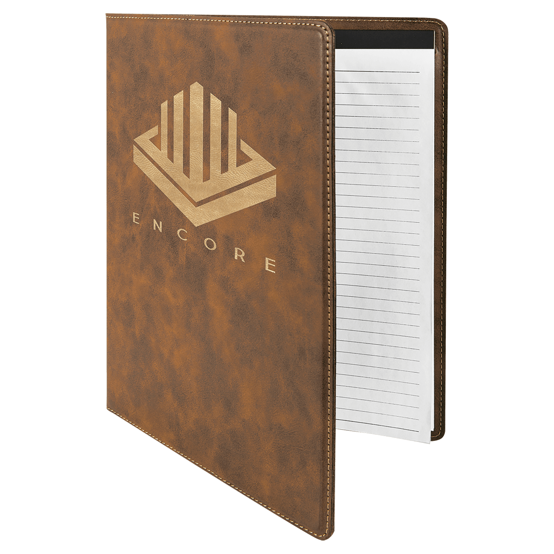 Rustic/Gold 9 1/2" x 12" Laserable Leatherette Portfolio with Notepad