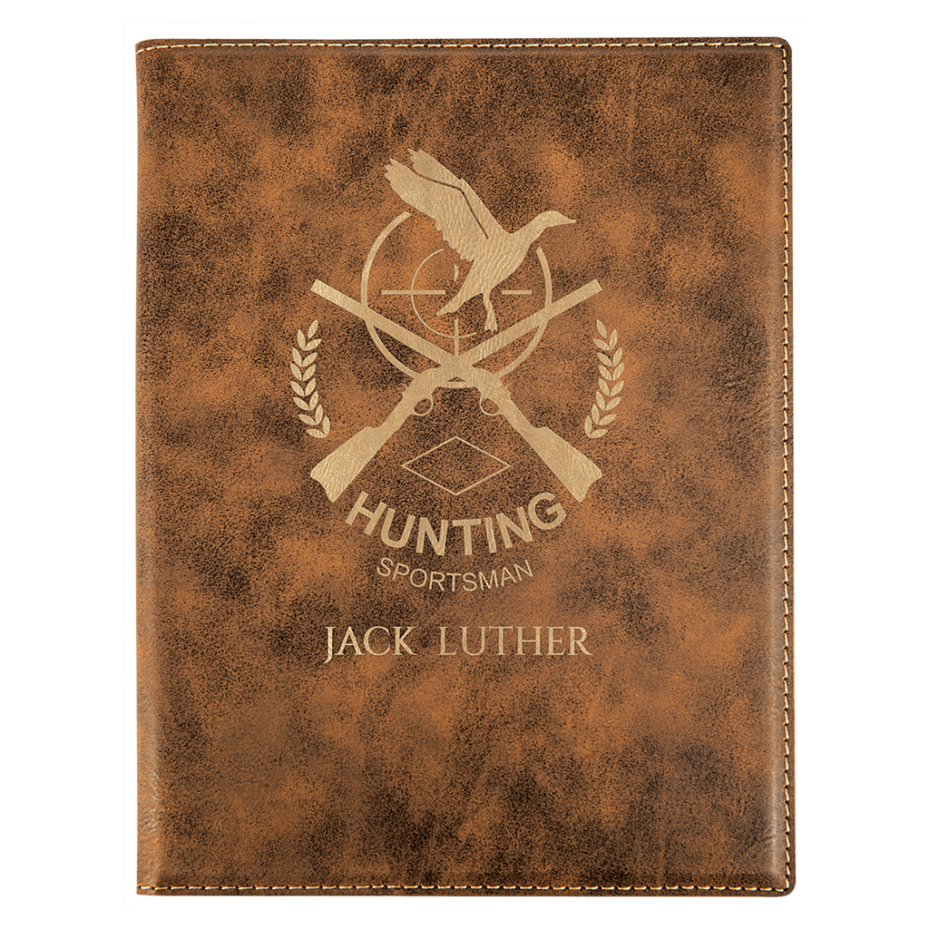 Rustic/Gold 7" x 9" Laserable Leatherette Small Portfolio with Notepad