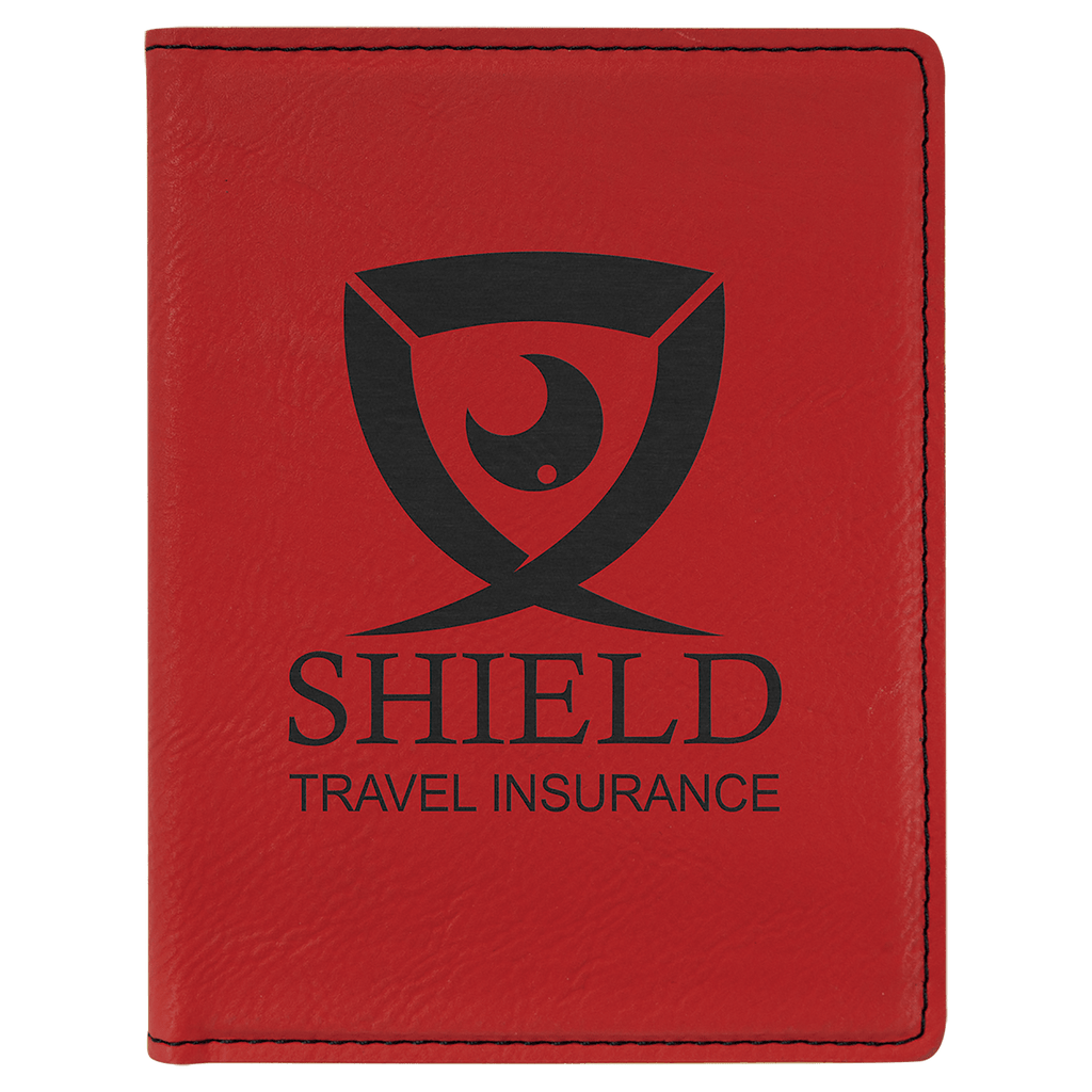 Red 4 1/4" x 5 1/2" Laserable Leatherette Passport Holder