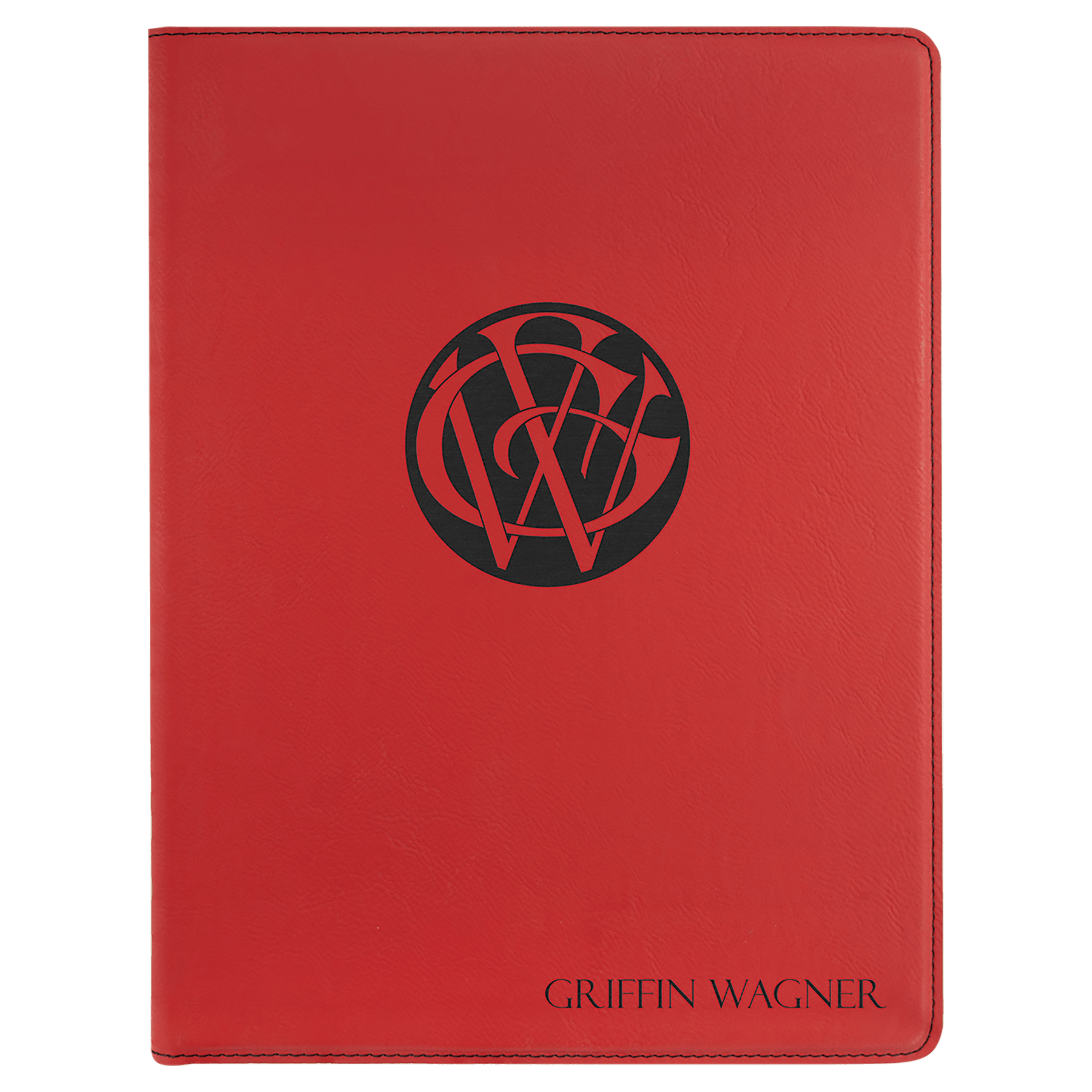 Red 9 1/2" x 12" Laserable Leatherette Portfolio with Notepad