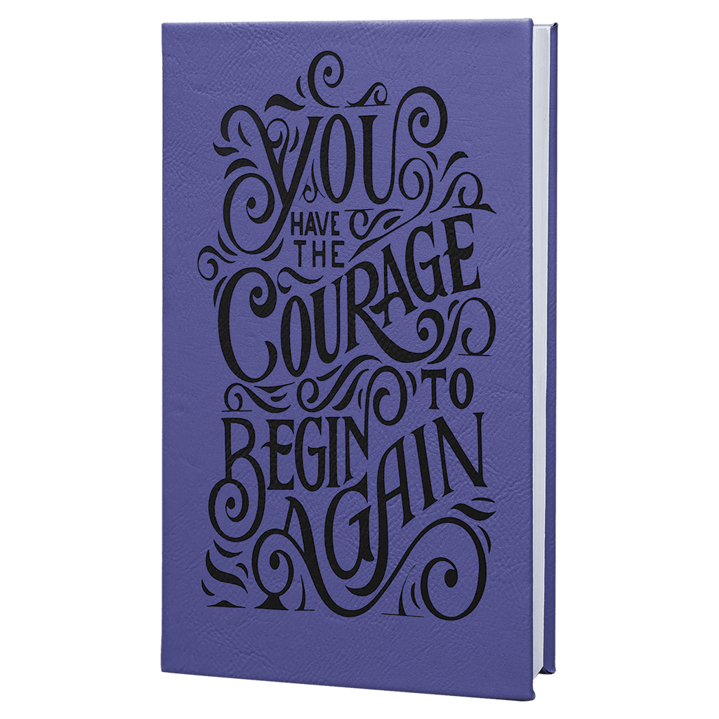 Purple/Black 5 1/4" x 8 1/4" Laserable Leatherette Journal with Lined Notepad