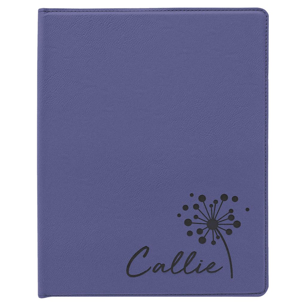 Purple 9 1/2" x 12" Laserable Leatherette Portfolio with Notepad