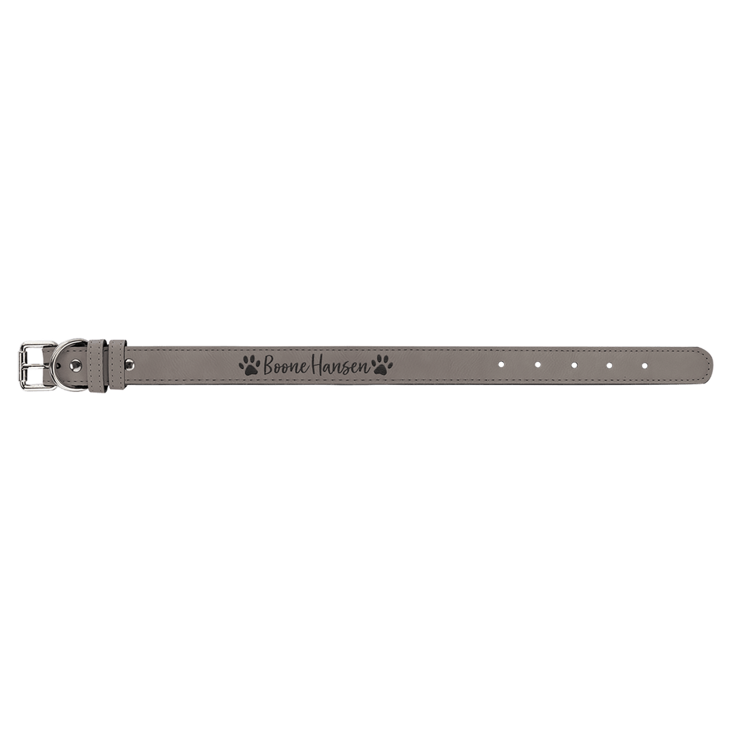 Gray Small 15" x 3/4" Laserable Leatherette Dog Collar