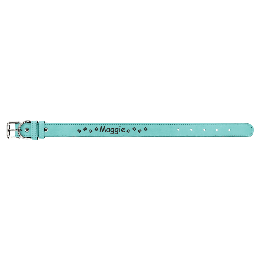 Teal Small 15" x 3/4" Laserable Leatherette Dog Collar