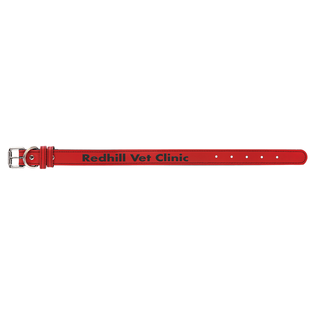 Red Medium 19" x 1" Laserable Leatherette Dog Collar