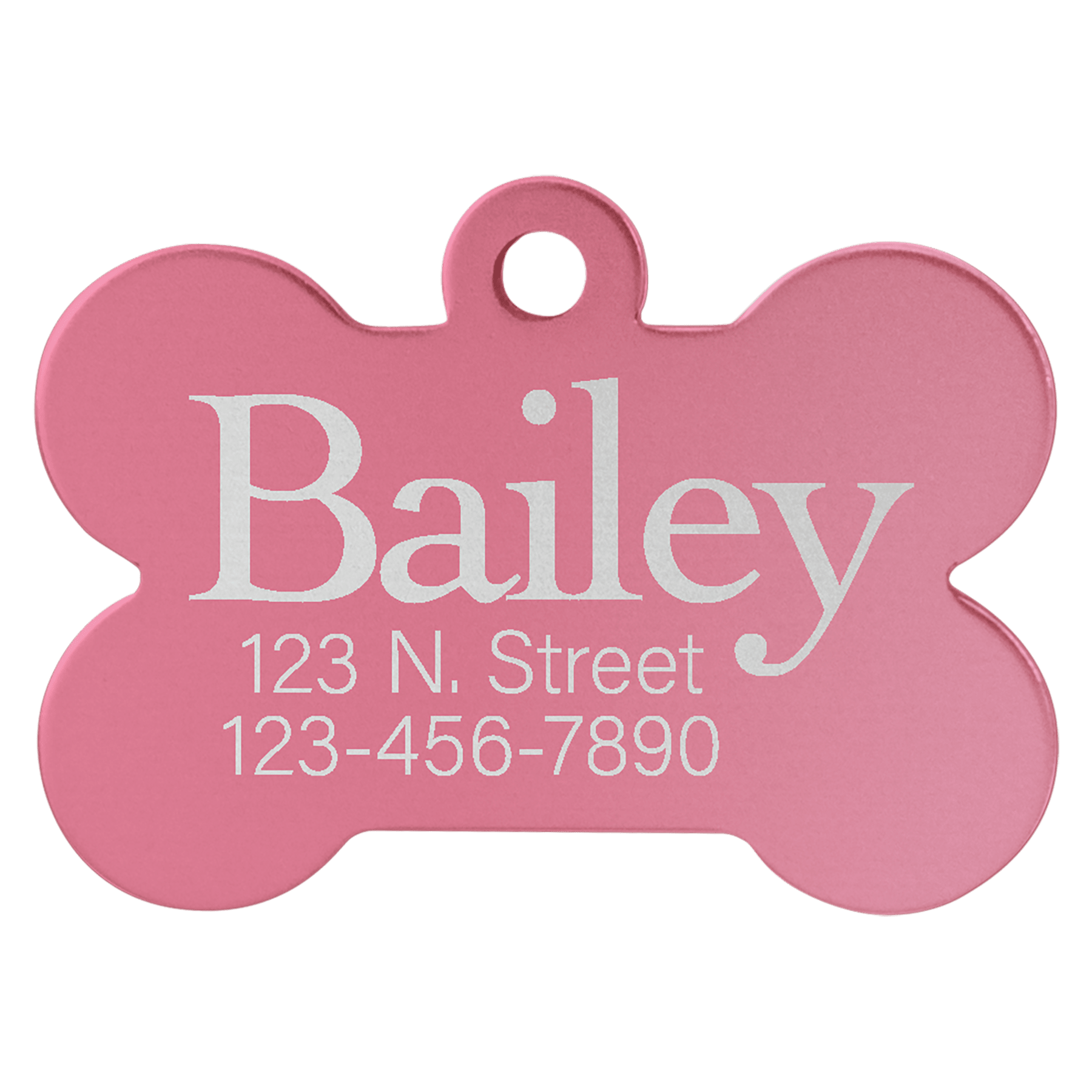 Pink 1 1/4" x 3/4" Laserable Anodized Aluminum Bone Pet Tag