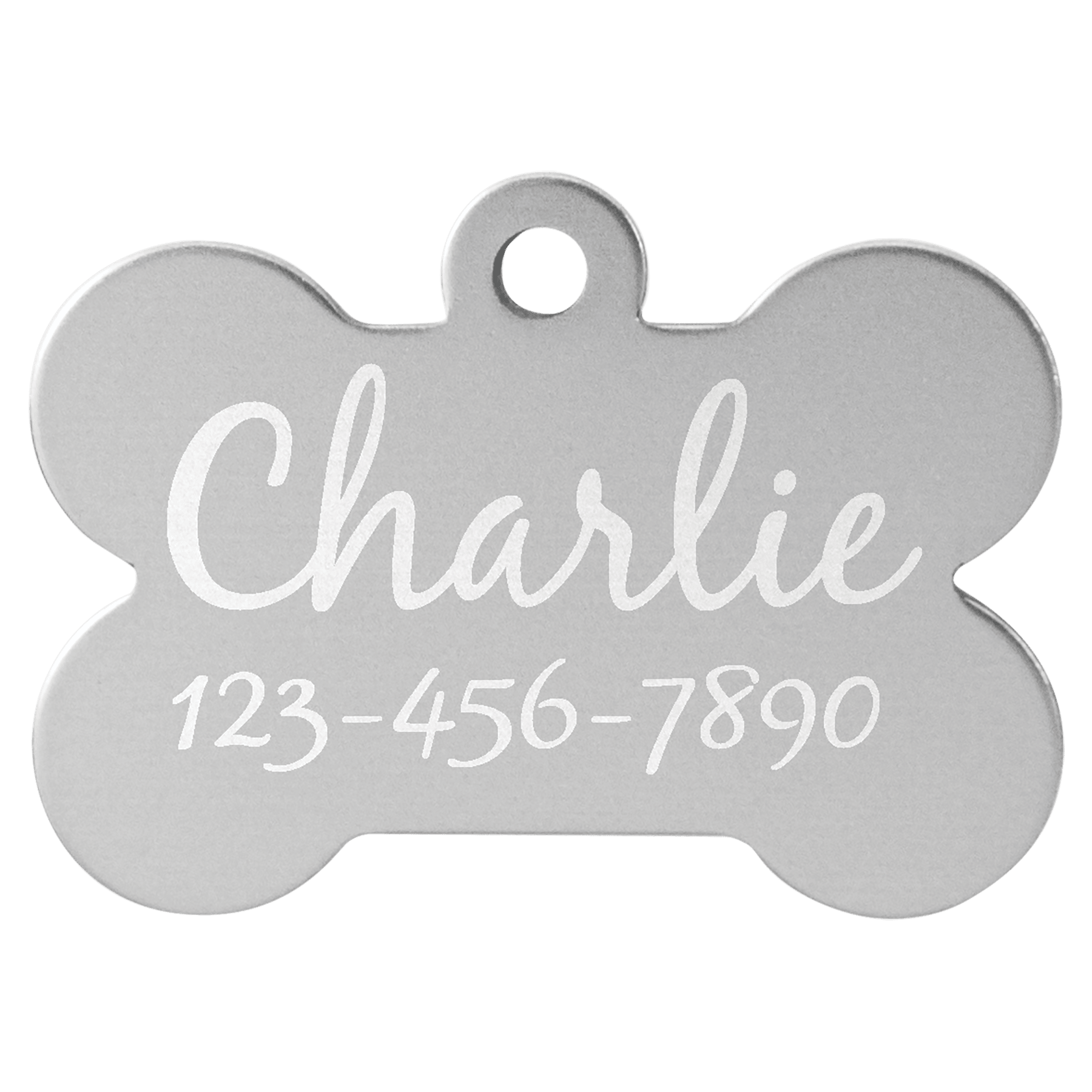 Silver 1 1/2" x 1" Laserable Anodized Aluminum Bone Pet Tag