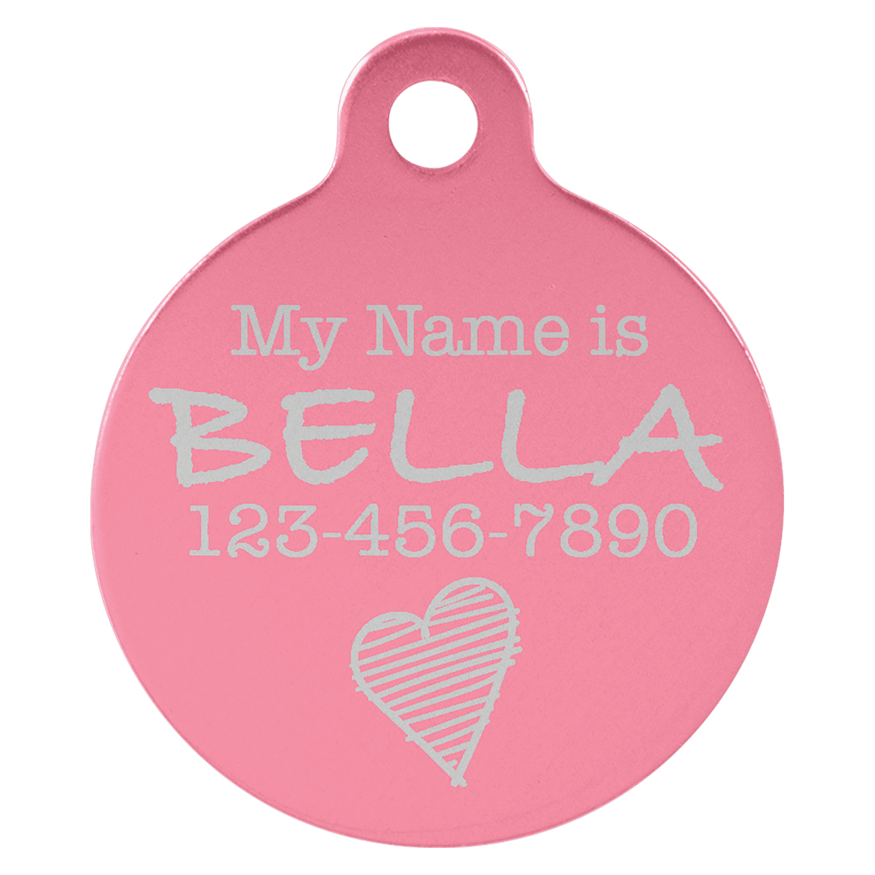 Pink 1" Laserable Anodized Aluminum Round Pet Tag with Tab
