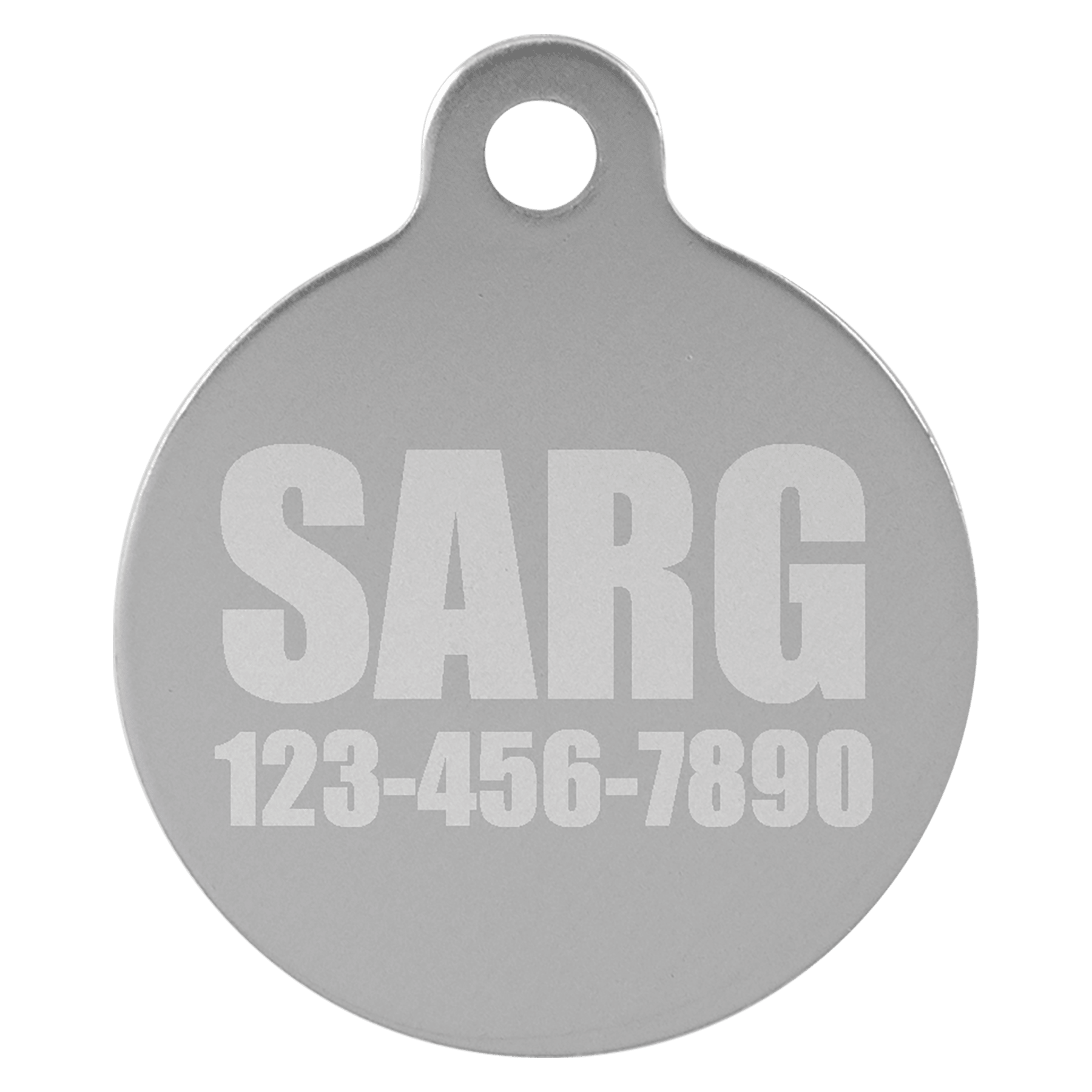 Silver 1" Laserable Anodized Aluminum Round Pet Tag with Tab