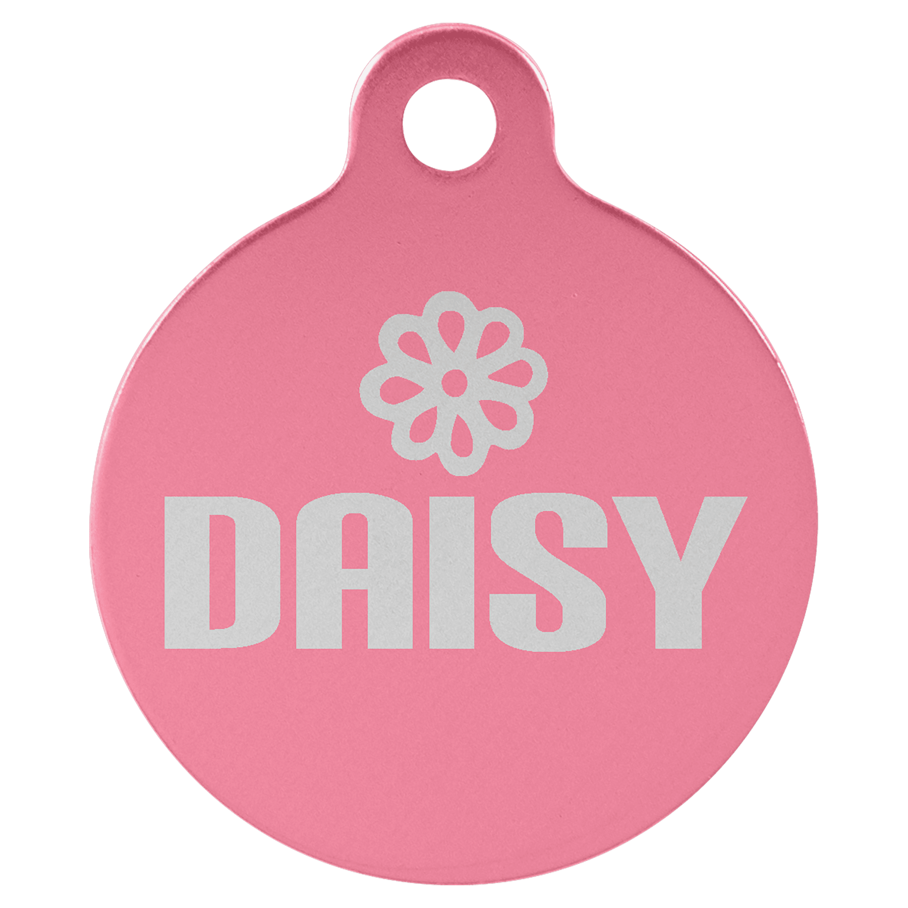 Pink 1 1/4" Laserable Anodized Aluminum Round Pet Tag with Tab