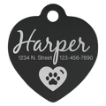 Black 1" x 1" Laserable Anodized Aluminum Heart Pet Tag