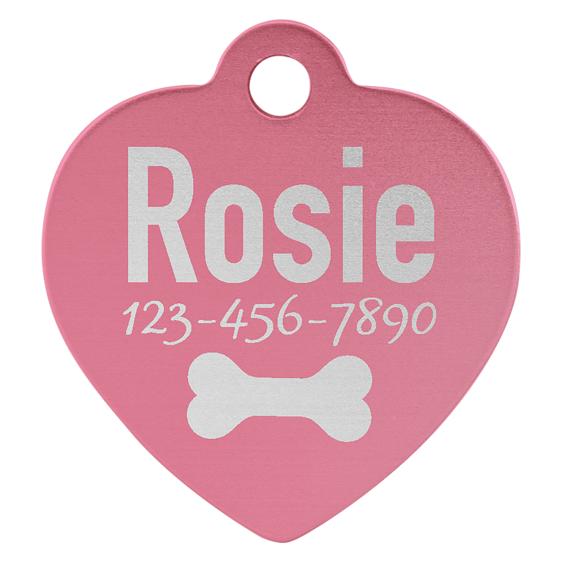 Pink 1" x 1" Laserable Anodized Aluminum Heart Pet Tag