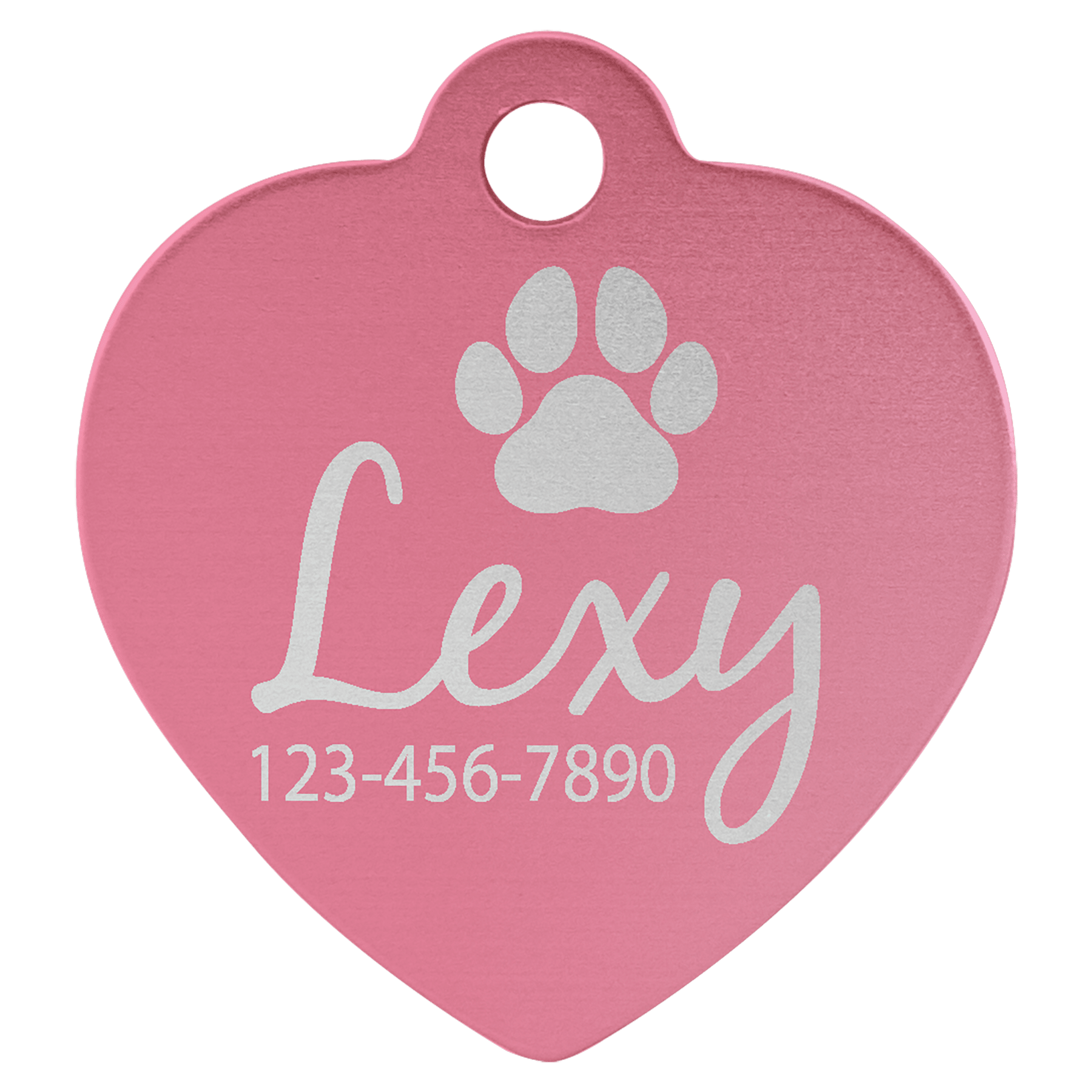 Pink 1 1/4" x 1 1/4" Laserable Anodized Aluminum Heart Pet Tag