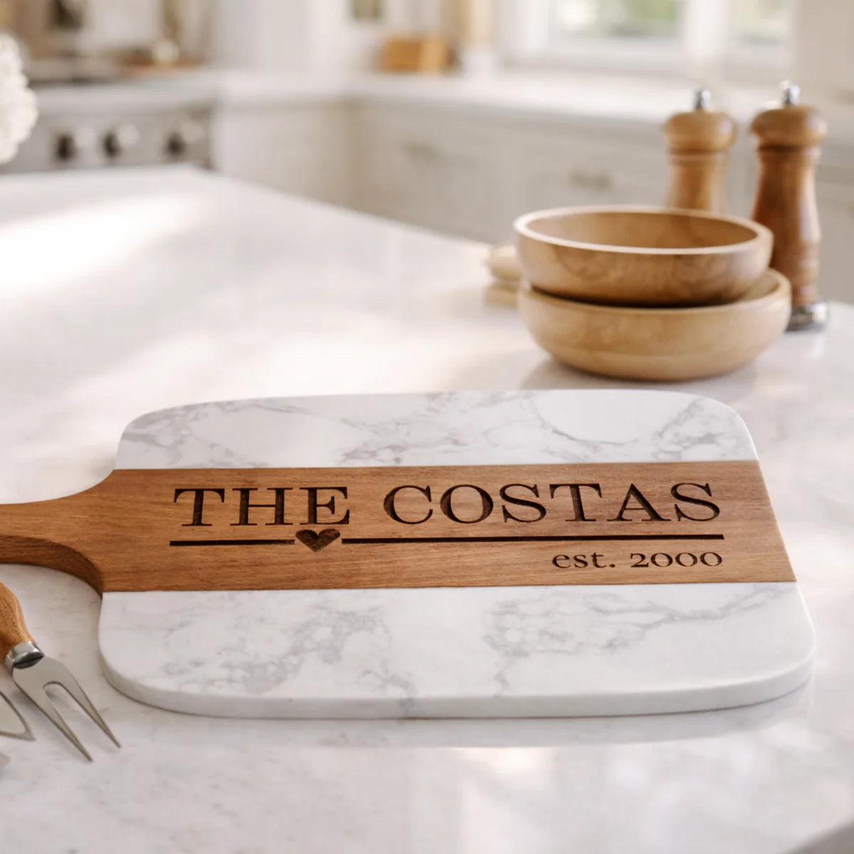 Personalized Marble Serving Board & Knife Set